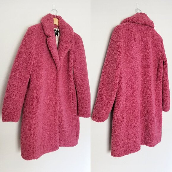 J. Crew Teddy Sherpa Topcoat Jacket Coat M Dried Rose Pink Romantic Preppy $248 - Picture 14 of 16
